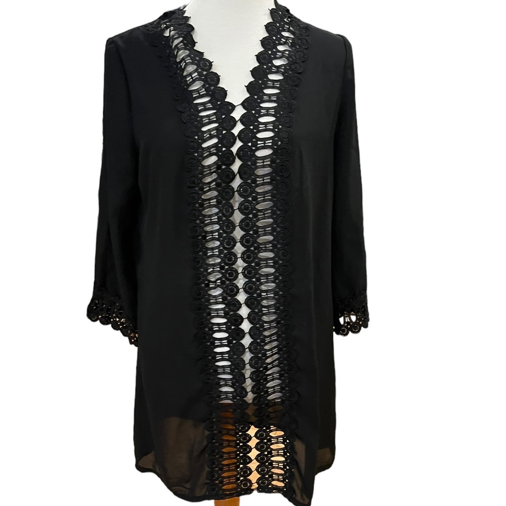 Black coverup with front embroidered panel Sz S